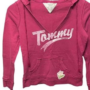 Pink Tommy Hilfiger v neck top hoodie
